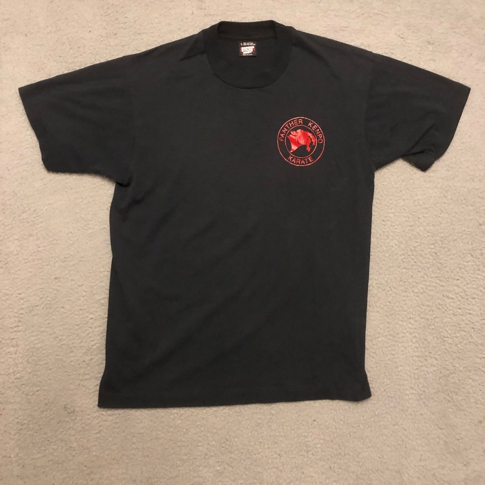 Single Stitch Vtg Panther Kenpo Karate T Shirt Hatfield's Mt Vernon Ohio Black L
